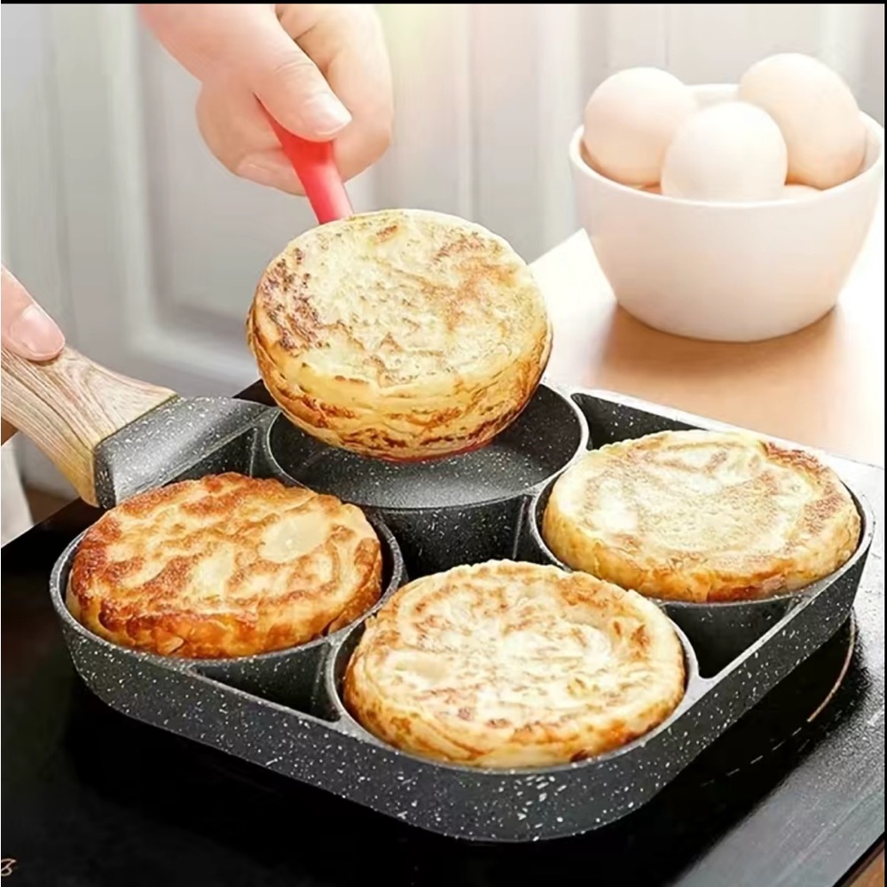 None stick egg frying pan, 4 Hole frying pan